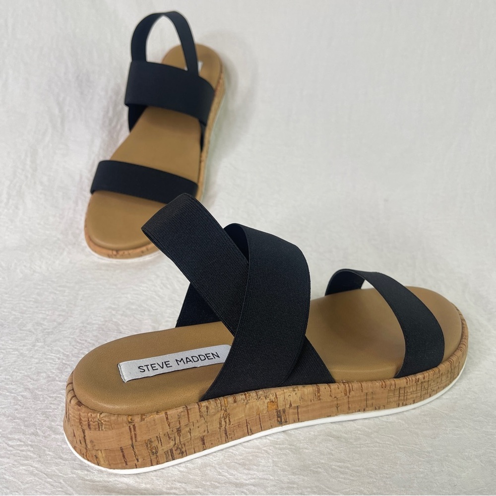 Steve Madden Black and Tan Sandals